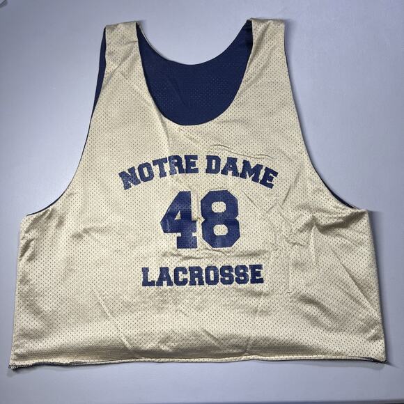 Notre Dame Reversible Lacrosse Practice Jersey 48 Mesh Tank Gold Blue VTG style - Picture 4 of 11